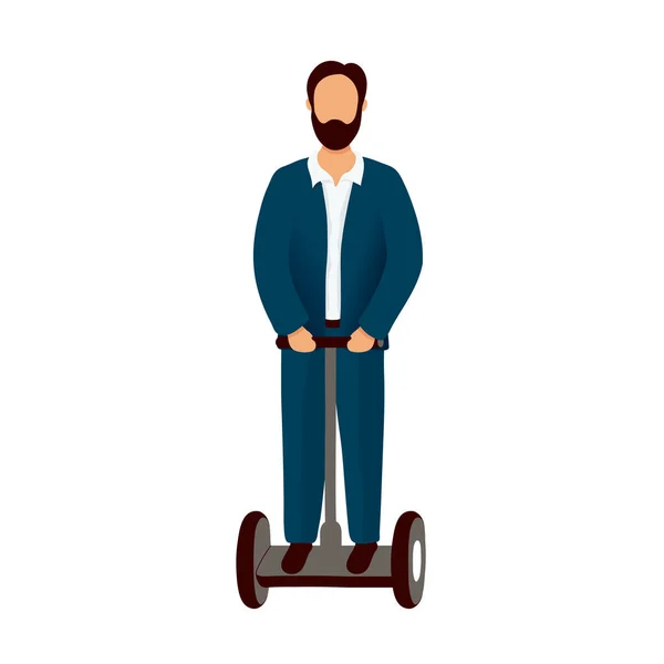 Office worker in suit riding segway — 스톡 벡터