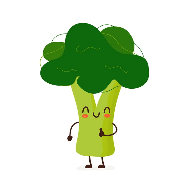 Mutlu gülümseyen komik, sevimli brokoli. — Stok Vektör