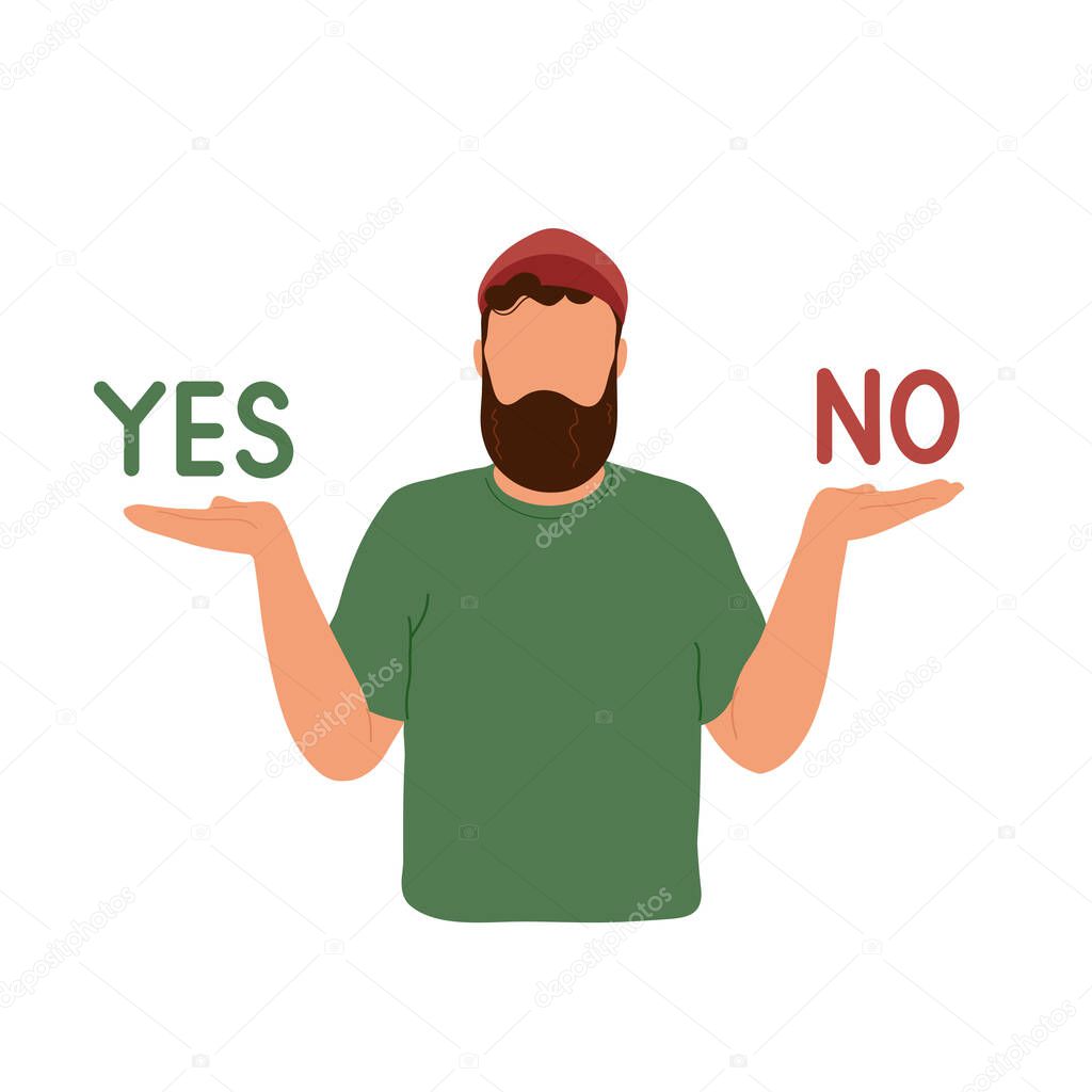 Man choosing between yes and no
