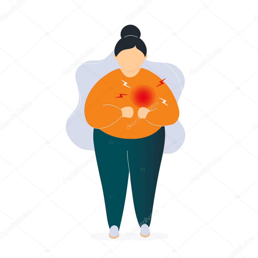 Fat woman with heart pain