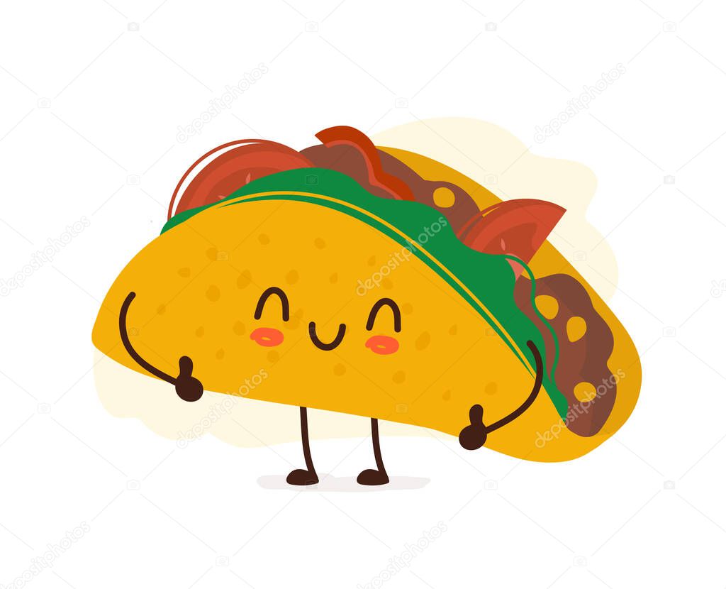 Tasty cute happy smiling taco giving thumbs up