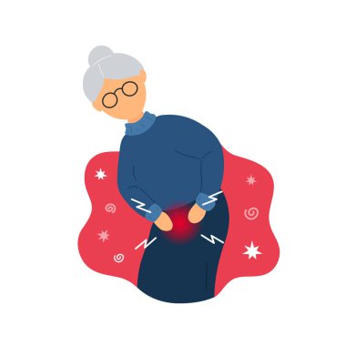 Old woman with pain in bladder clipart