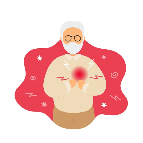 Kalp ağrısı olan yaşlı adam