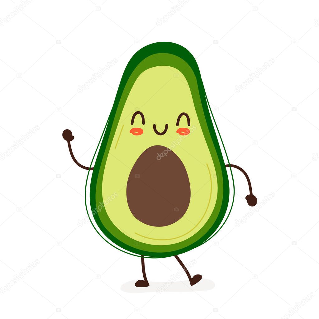 Happy smiling funny cute avocado