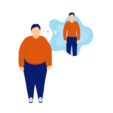 Fat man dreaming about weight loss