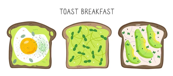 Set of toasts for breakfast — Stock Vector