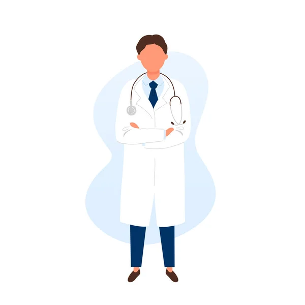 Doctor with stethoscope standing arms across