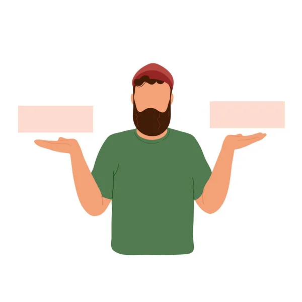 Man choosing between two options with blank space