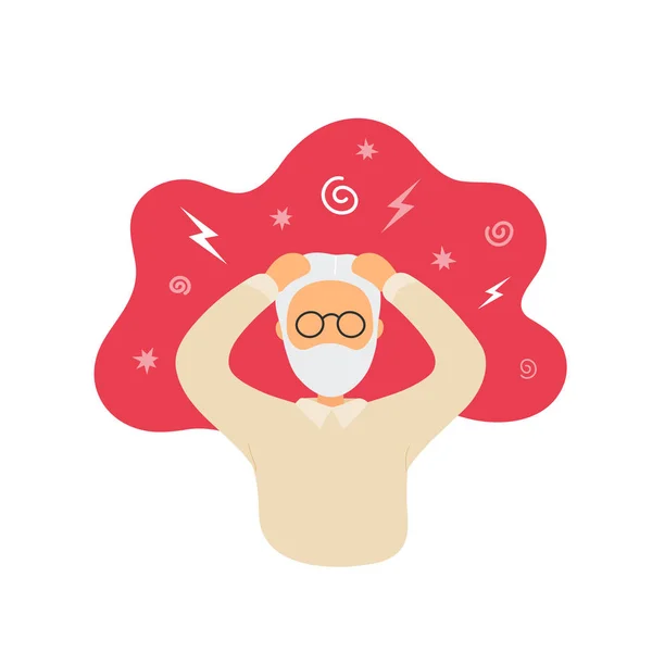 Old man with headache or vertigo