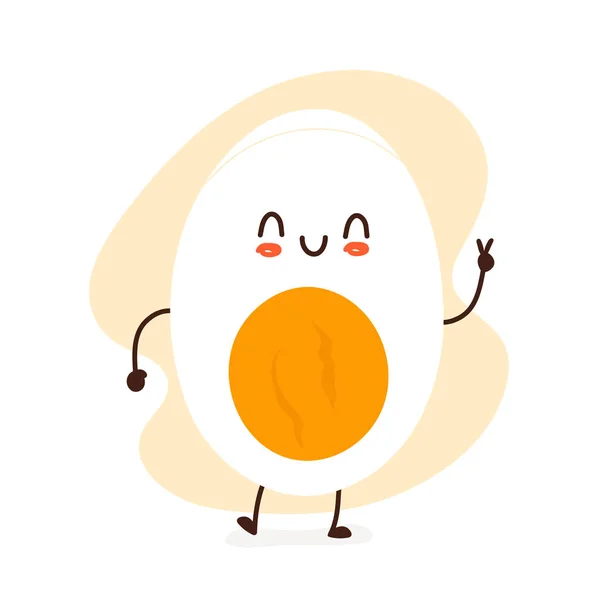 Happy tersenyum lucu telur rebus lucu - Stok Vektor