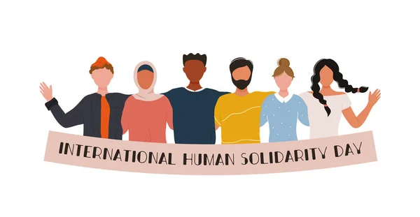 Multiracial group of people embracing each other