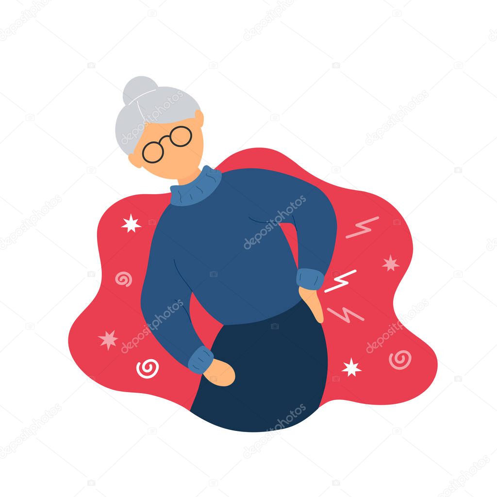 Old woman with backache problems