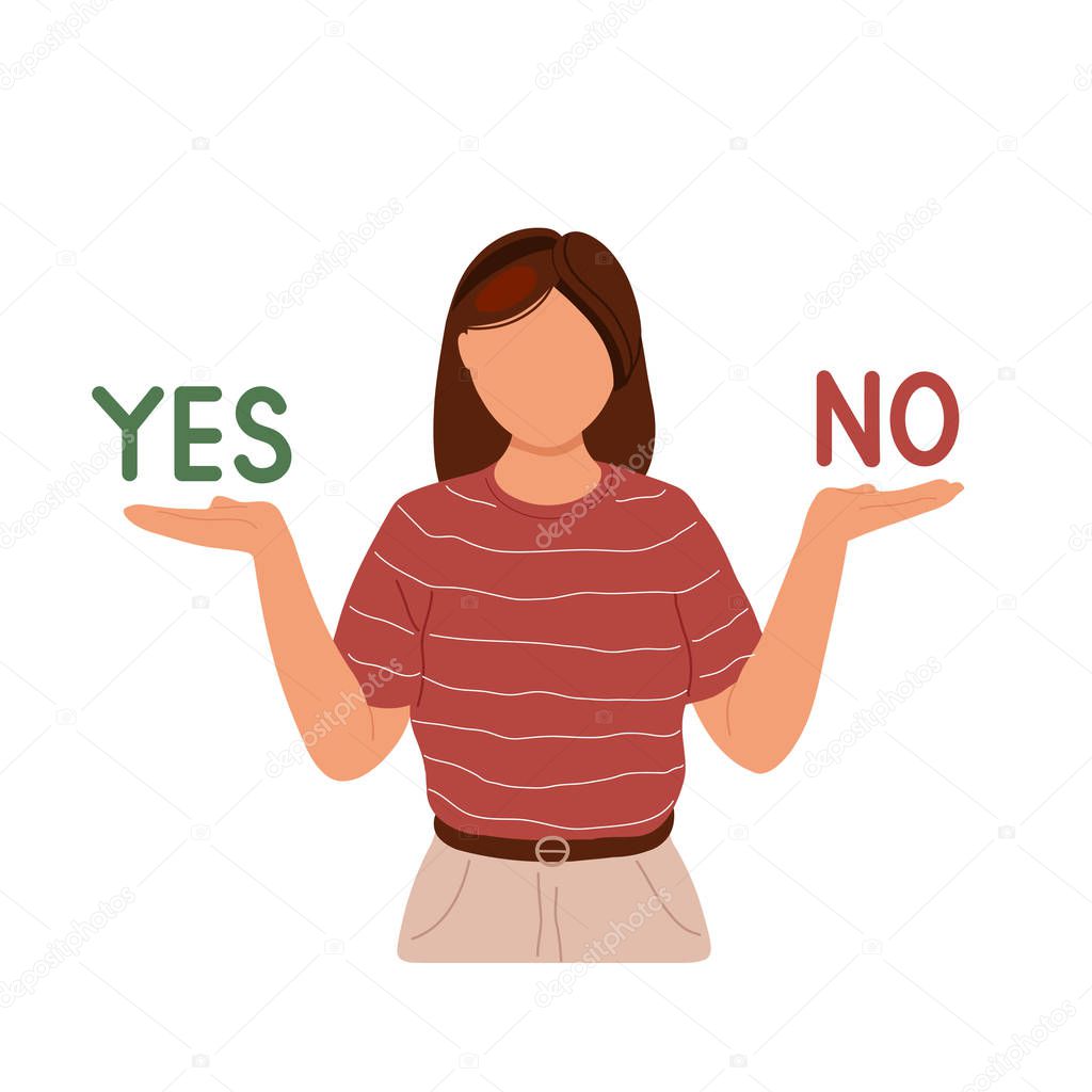 Woman choosing between yes or no