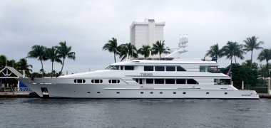 Fort Lauderdale, Florida, ABD - 3 Ocak 2020 Körfezde multi milyon dolarlık lüks bir tekne