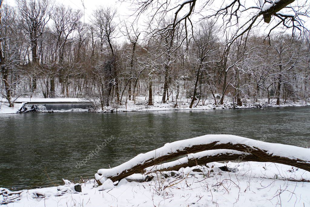 The view after a snowstorm in Brandywine Park, Wilmington, Delaware, U.S.A