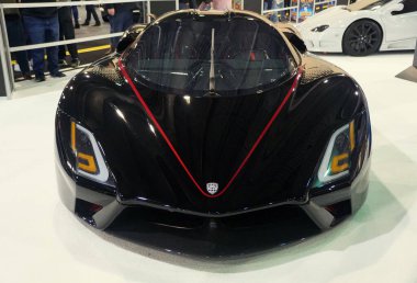 Philadelphia, Pennsylvania, U.S.A - February 9, 2020 - The black color 2020 SSC Tuatara supercar