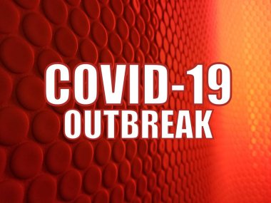 Kırmızı soyut arkaplanda Covid-19 Salgını