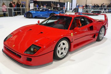 Philadelphia, Pennsylvania, ABD - 9 Şubat 2020 Ferrari F40 'ın parlak kırmızı bir rengi