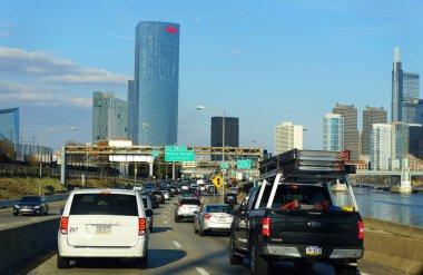 Philadelphia, Pennsylvania, U.S.A - February 9, 2020 - The view of the traffic into the city during the day