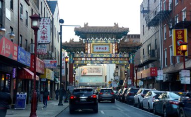 Philadelphia, Pennsylvania, U.S.A - February 10, 2019 - The view of the busy street in Chinatown during the day
