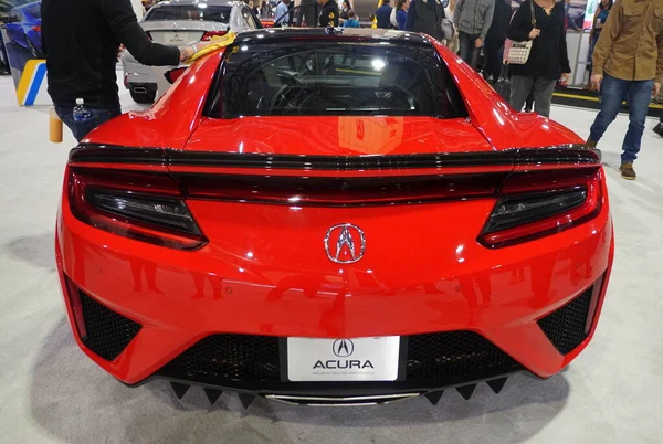 Philadelphia, Pennsylvania, U.S.A - February 9, 2020 - The rear view of red color 2020 Acura NSX sports car — Stock Photo, Image