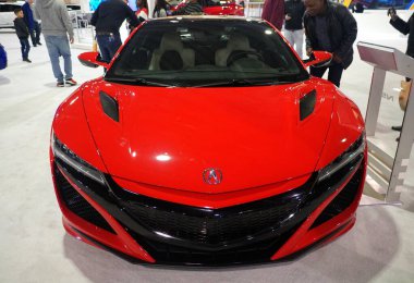 Philadelphia, Pennsylvania, U.S.A - February 9, 2020 - A red color of 2020 Acura NSX sports car