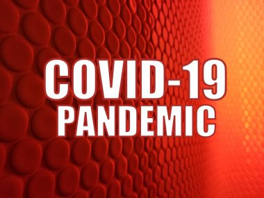 Kırmızı arka planda Covid-19 salgını