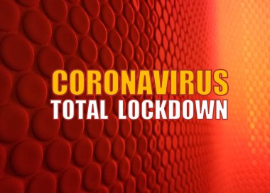 Kırmızı arkaplanda Coronavirus tam tecrit