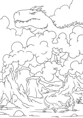 Bir dinozor çocuklar için boyama kitabı