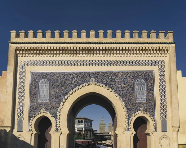 Den blå porten i Fes, Marocko. — Stockfoto