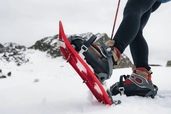 Primer avión de raquetas de nieve en la montaña — Foto de Stock