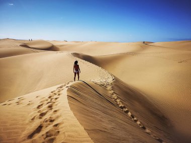 İspanya 'nın Gran Canaria kentindeki Maspalom Kum tepelerinin doğal rezervi