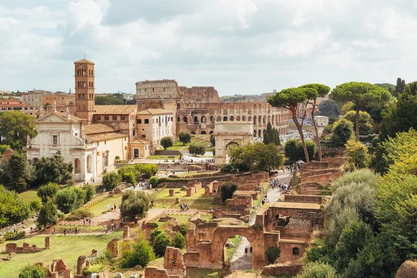 Flygfoto Över Forum Romanum Från Palatino Mount Rom Italien — Stockfoto