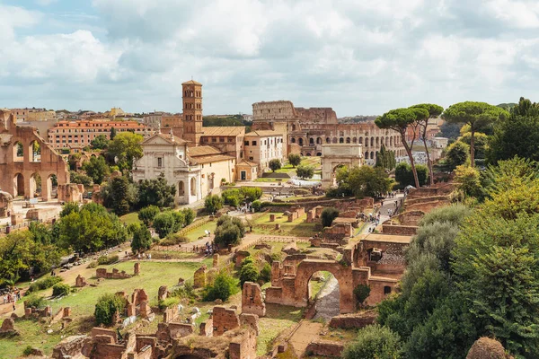 Flygfoto Över Forum Romanum Från Palatino Mount Rom Italien — Stockfoto