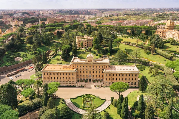 Flygfoto Över Vatikanträdgårdarna Guvernörens Palats Trädgårdar Vatikanens Radio Kloster Rom — Stockfoto