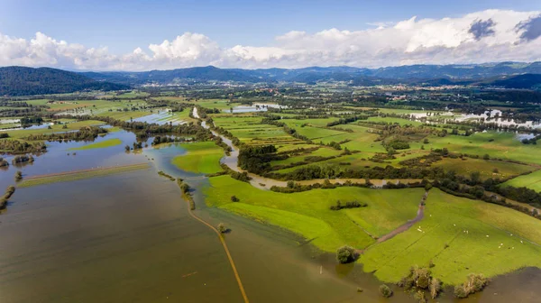 Aerial view of flooded fields. — Stock Photo, Image