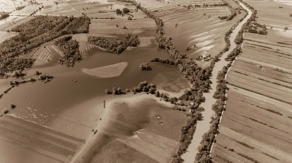 Воздушный обзор затопленных полей . — стоковое фото