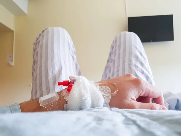 Patient point of view lying on a medical bed. — Stock Photo, Image