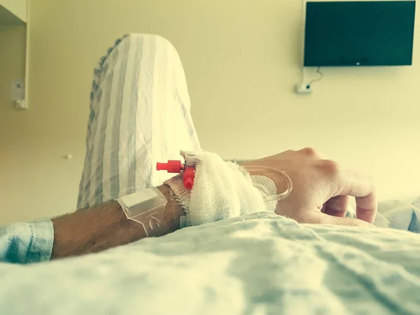 Patient point of view lying on a medical bed. — Stock Photo, Image