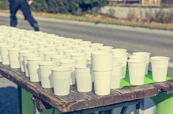 Water stan at running event.