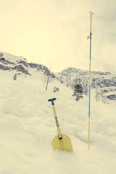 Avalanche shovel and probe. — Stock Photo, Image