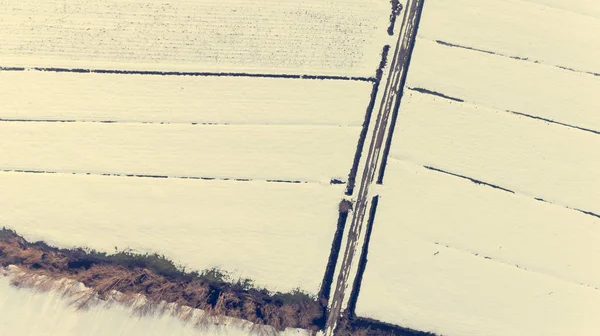 Vue plongeante des champs enneigés . — Photo