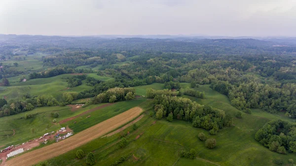 Veduta aerea della campagna al tramonto . — Foto Stock