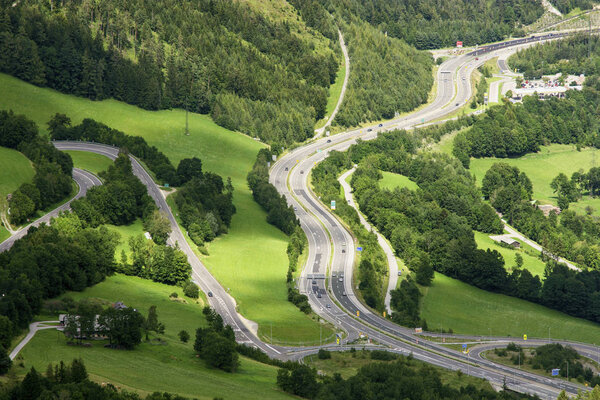 Alpen view to valley highway