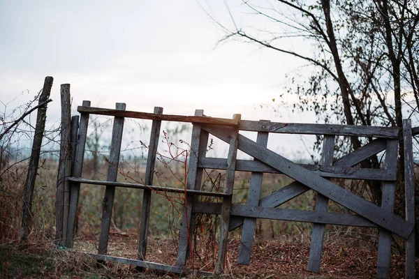 Oude Houten Poort Hek Platteland Oost Europa — Stockfoto