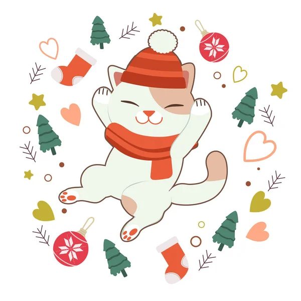 The character of cute cat sleepping on the white background. — Stock Vector