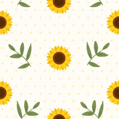 Yaprakları ve benekli ayçiçeğinin pürüzsüz deseni. illüstasyon düşman arkaplanı, afiş.