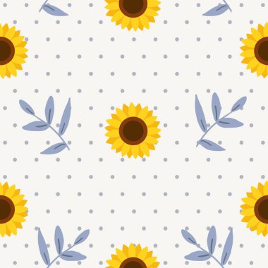 Yaprakları ve benekli ayçiçeğinin pürüzsüz deseni. illüstasyon düşman arkaplanı, afiş.