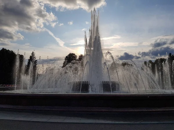 Beautiful View Working Fountain Primorsky Victory Park Petersburg Russia — Stock Photo, Image
