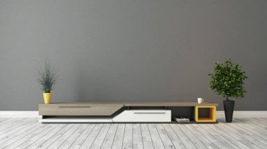 Modern tv stand gri kahverengi duvar tasarımı ile 